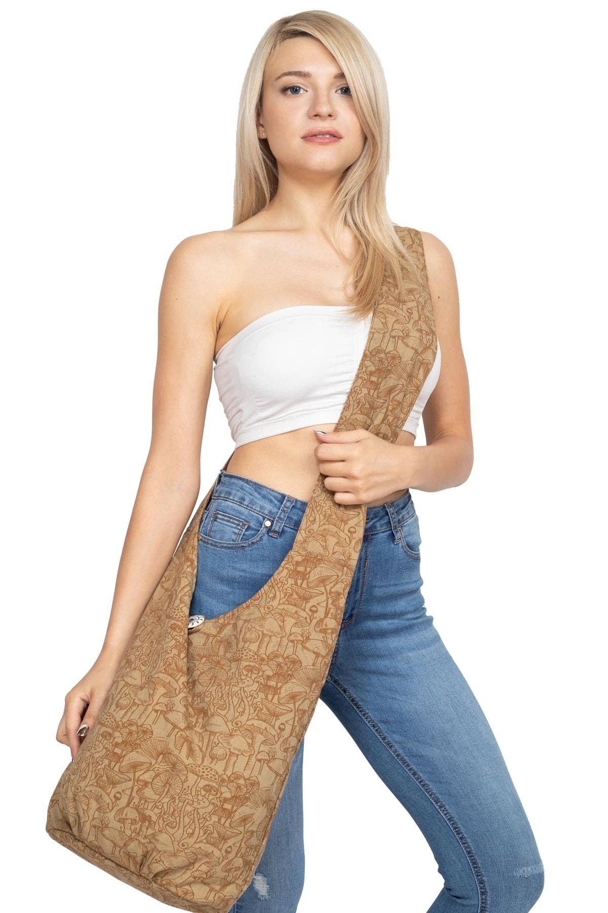 Boho Printed shoulder Bag: One Size / Brown