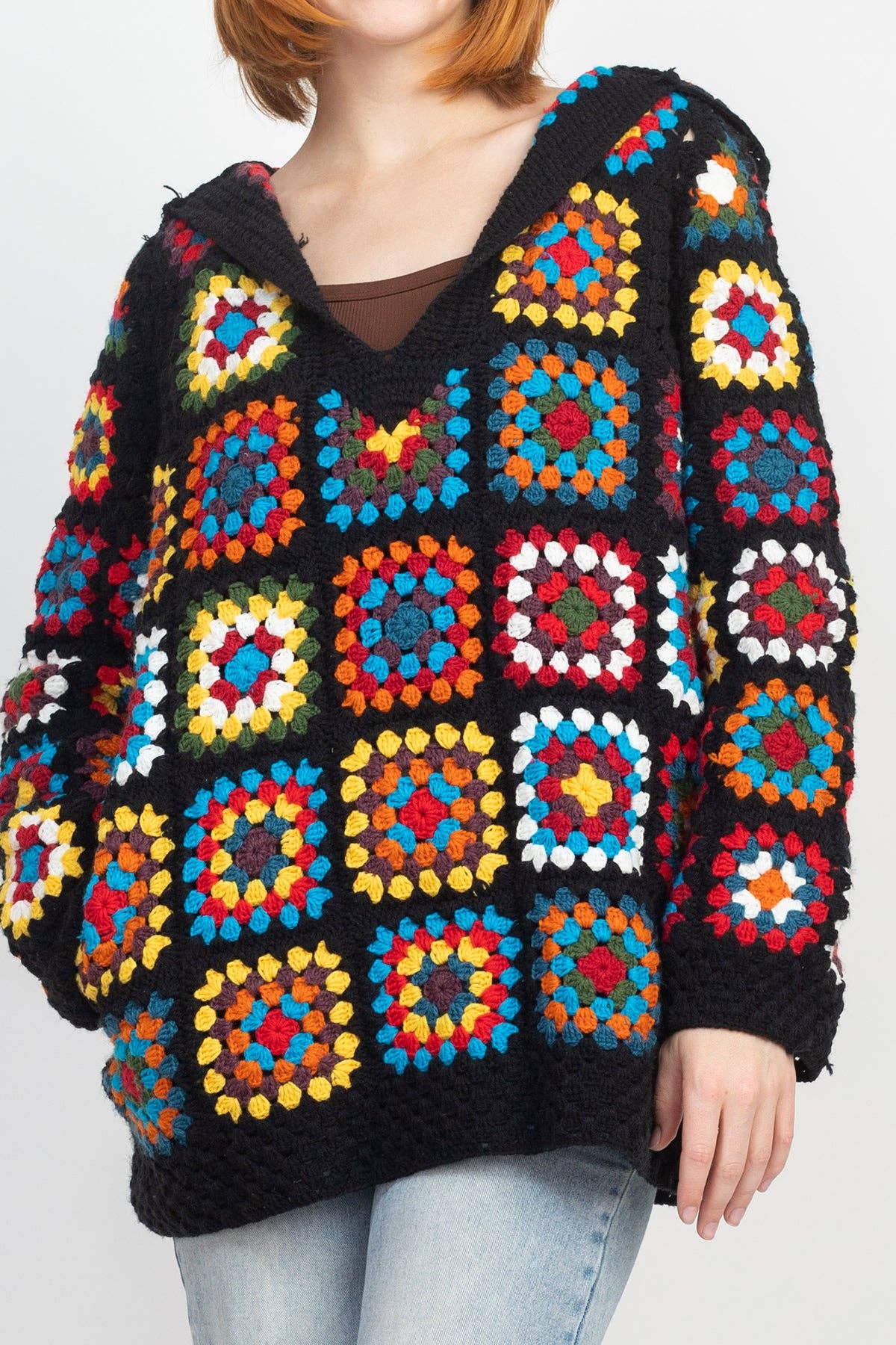 Patchwork Crochet Baja Hoodie