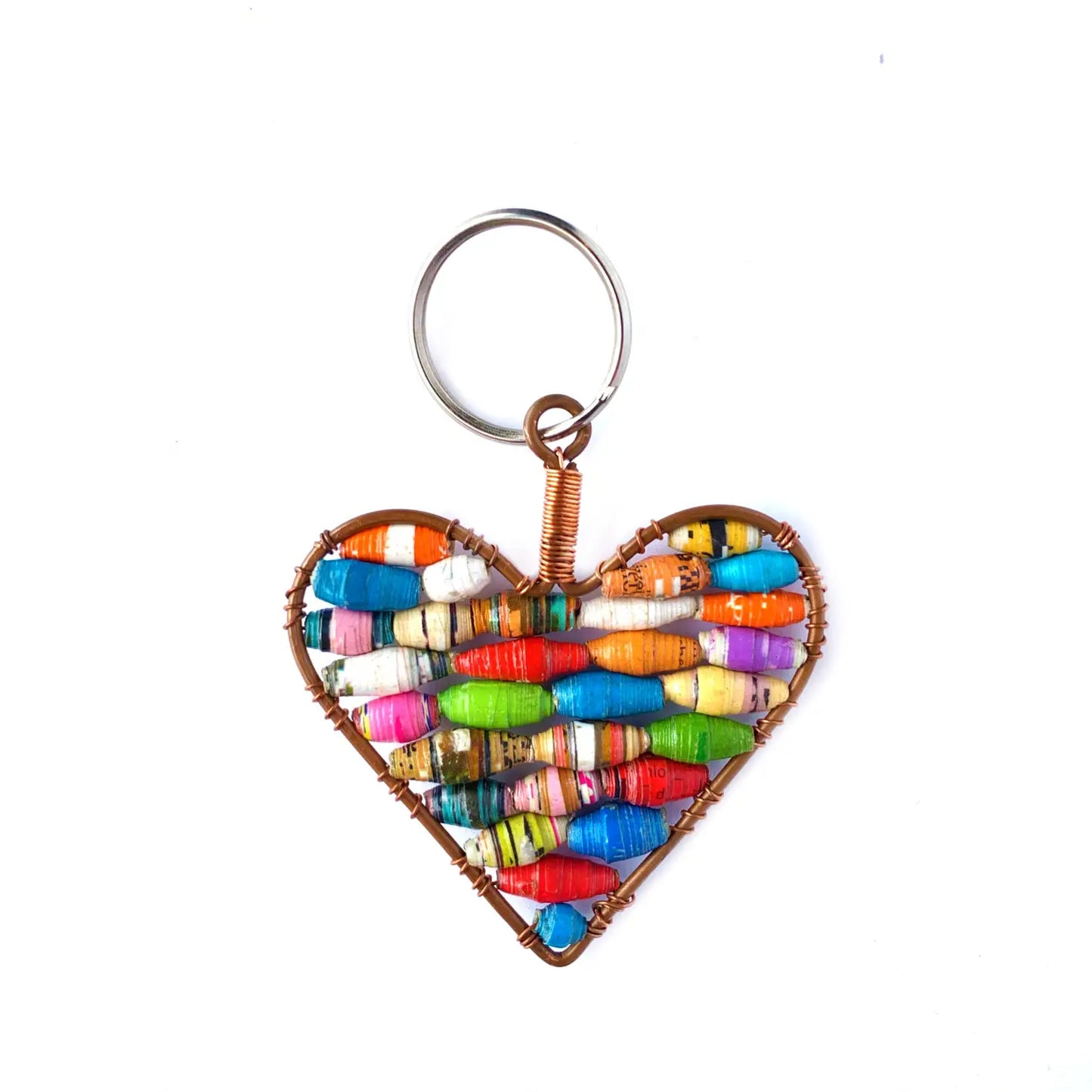 Heart Paper Bead Keychain