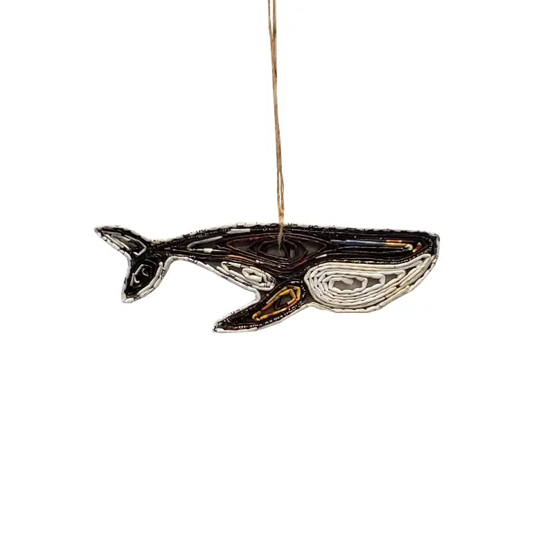 Recycled Paper Whale Ornament