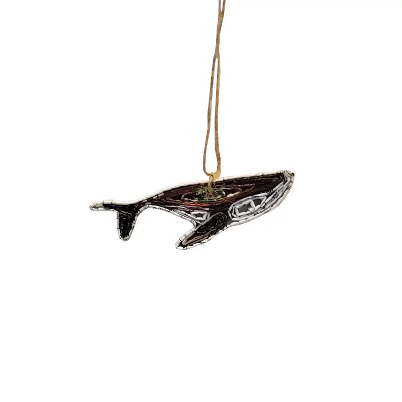 Recycled Paper Whale Ornament