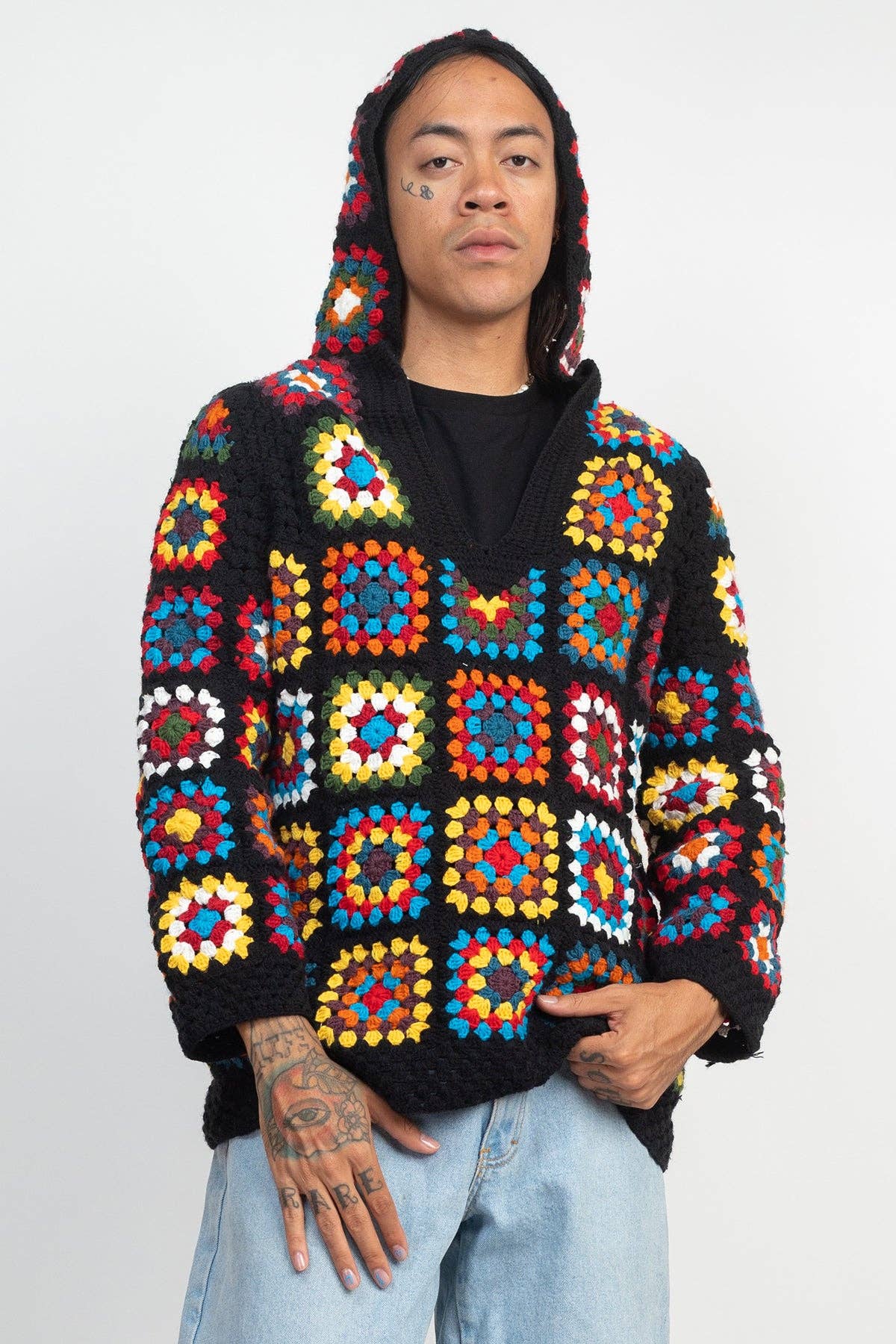 Patchwork Crochet Baja Hoodie