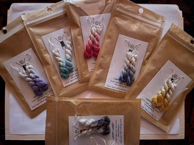 Hand Dyed Silk Earrings