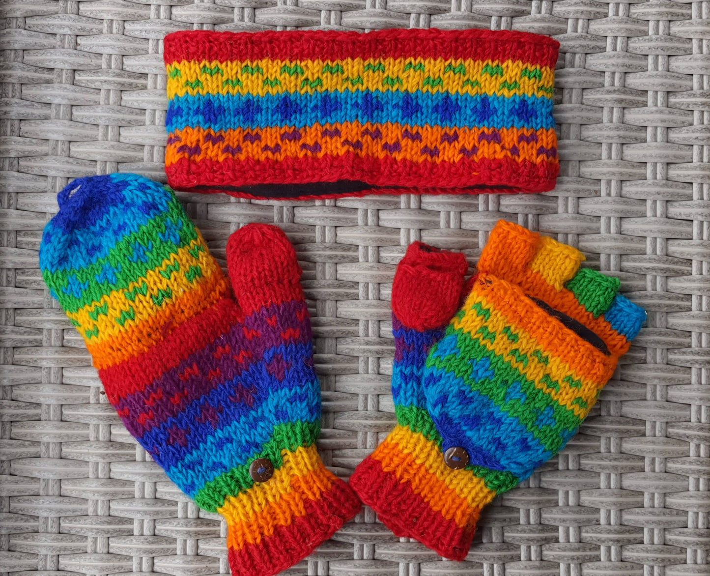 Rainbow Foldover Mitten / Gloves
